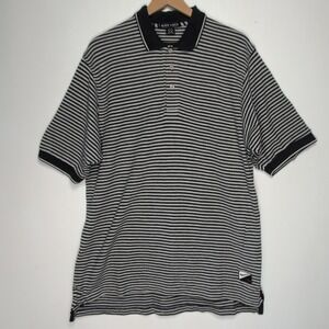 Nike Golf Mens Large Black White Striped Cotton Polo Shirt Short Sleeve L